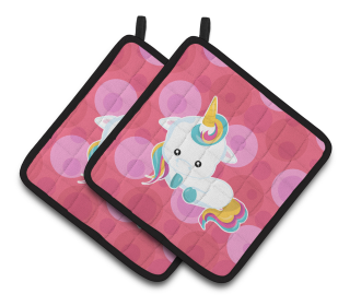 Animals on Pair of Pot Holders (Animal: Polkadots Unicorn)