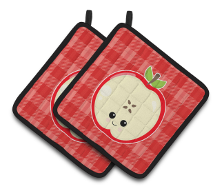 Fruit Face Pair of Pot Holders (Color: Apple Face, size: 7.5 x 7.5)