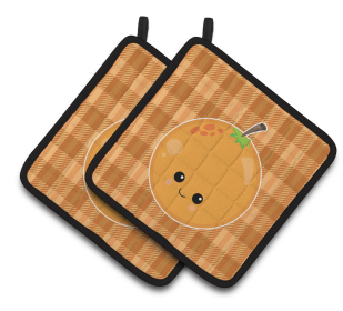Fruit Face Pair of Pot Holders (Color: Orange Face, size: 7.5 x 7.5)