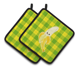 Fruit Face Pair of Pot Holders (Color: Banana Face, size: 7.5 x 7.5)