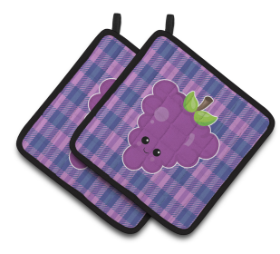 Fruit Face Pair of Pot Holders (Color: Grape Face, size: 7.5 x 7.5)