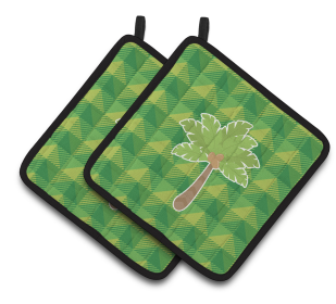Palm Tree Pair of Pot Holders (Color: Palm Tree, size: 7.5 x 7.5)