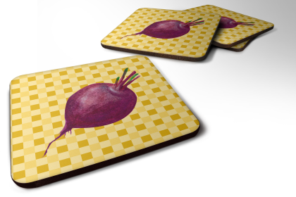 Food on Basketweave Foam Coaster (Color: Beet Root, size: 3.5 x 3.5)
