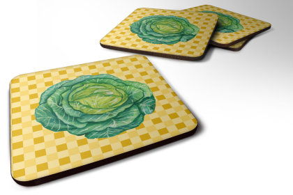 Food on Basketweave Foam Coaster (Color: Cabbage, size: 3.5 x 3.5)