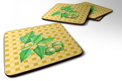 Food on Basketweave Foam Coaster (Color: Candlenut, size: 3.5 x 3.5)