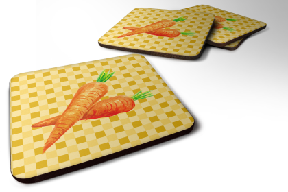 Food on Basketweave Foam Coaster (Color: Carrots, size: 3.5 x 3.5)