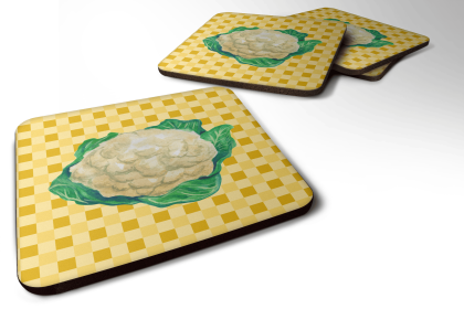 Floral theme Foam Coaster (Color: Cauliflower on Basketweave, size: 3.5 x 3.5)