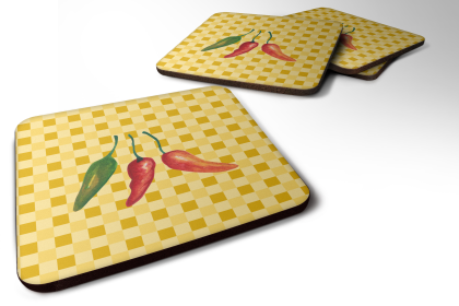 Food on Basketweave Foam Coaster (Color: Cayenne Pepper, size: 3.5 x 3.5)