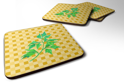 Food on Basketweave Foam Coaster (Color: Celery, size: 3.5 x 3.5)