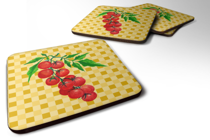 Food on Basketweave Foam Coaster (Color: Cherry Tomato, size: 3.5 x 3.5)
