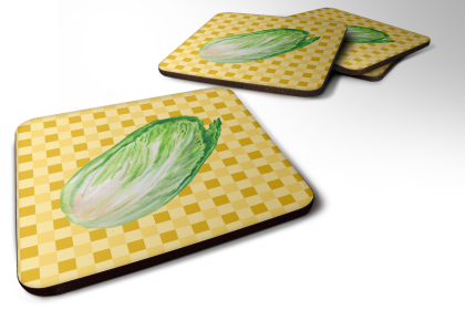 Food on Basketweave Foam Coaster (Color: Chinese Cabbage, size: 3.5 x 3.5)