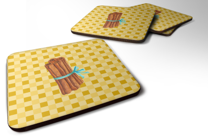 Food on Basketweave Foam Coaster (Color: Cinnamon, size: 3.5 x 3.5)