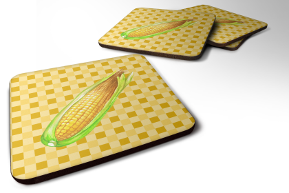 Food on Basketweave Foam Coaster (Color: Corn, size: 3.5 x 3.5)
