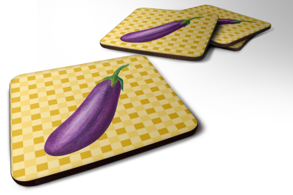 Food on Basketweave Foam Coaster (Color: Eggplant, size: 3.5 x 3.5)