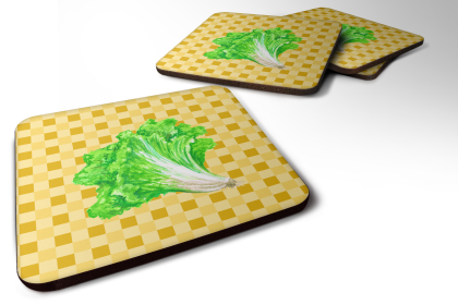 Food on Basketweave Foam Coaster (Color: Lettuce, size: 3.5 x 3.5)