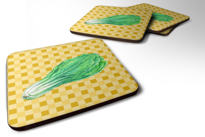Food on Basketweave Foam Coaster (Color: Mustard, size: 3.5 x 3.5)