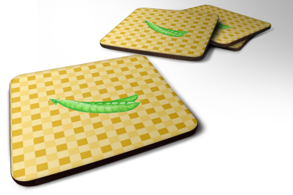 Food on Basketweave Foam Coaster (Color: Peas, size: 3.5 x 3.5)