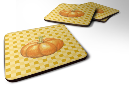 Food on Basketweave Foam Coaster (Color: Pumpkin, size: 3.5 x 3.5)