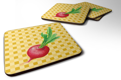 Food on Basketweave Foam Coaster (Color: Radish, size: 3.5 x 3.5)
