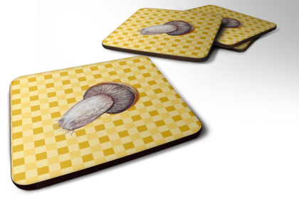 Food on Basketweave Foam Coaster (Color: Rotkappe Mushroom, size: 3.5 x 3.5)