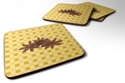 Food on Basketweave Foam Coaster (Color: Star Anise, size: 3.5 x 3.5)