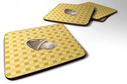 Food on Basketweave Foam Coaster (Color: Straw Mushroom, size: 3.5 x 3.5)