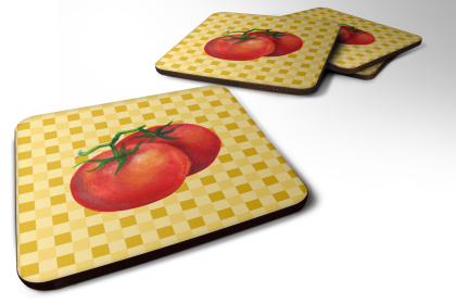 Food on Basketweave Foam Coaster (Color: Tomato, size: 3.5 x 3.5)