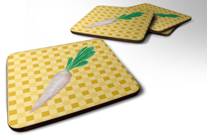 Food on Basketweave Foam Coaster (Color: White Radish, size: 3.5 x 3.5)