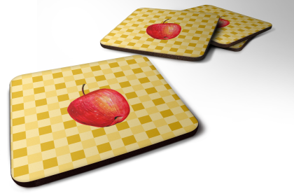 Whole Fruit on Basketweave Foam Coaster (Color: Apple, size: 3.5 x 3.5)