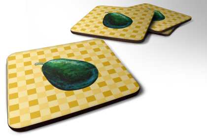 Whole Fruit on Basketweave Foam Coaster (Color: Avacado, size: 3.5 x 3.5)
