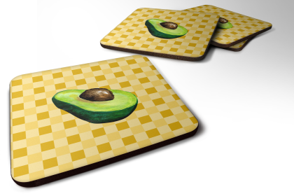 Food on Basketweave Foam Coaster (Color: Sliced Avacado, size: 3.5 x 3.5)