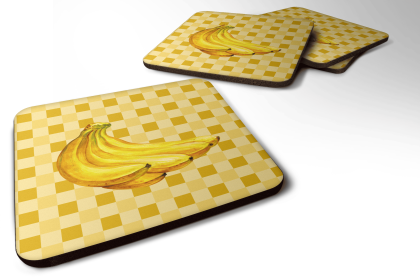 Bananas Foam Coaster (Color: Banana Bunch on Basketweave, size: 3.5 x 3.5)
