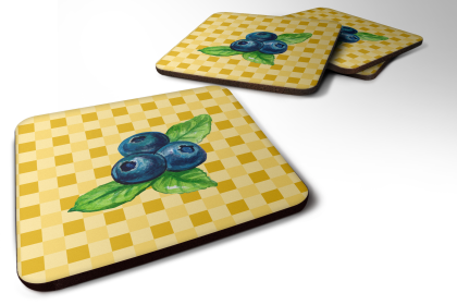 Berries Foam Coaster (Color: Blueberries on Basketweave, size: 3.5 x 3.5)