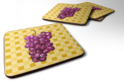 Food on Basketweave Foam Coaster (Color: Grapes, size: 3.5 x 3.5)