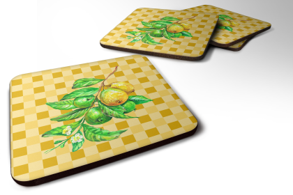Food on Basketweave Foam Coaster (Color: Guavas Branch, size: 3.5 x 3.5)