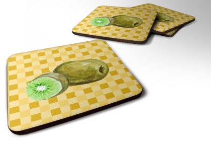 Food on Basketweave Foam Coaster (Color: Kiwi, size: 3.5 x 3.5)
