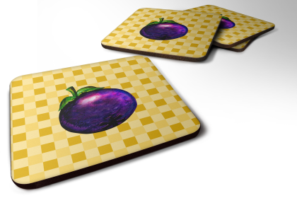 Food on Basketweave Foam Coaster (Color: Mangosteen, size: 3.5 x 3.5)