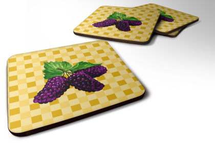 Berries Foam Coaster (Color: Mulberries on Basketweave, size: 3.5 x 3.5)