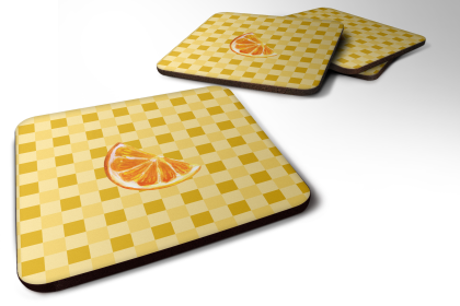 Food on Basketweave Foam Coaster (Color: Sliced Oranges, size: 3.5 x 3.5)