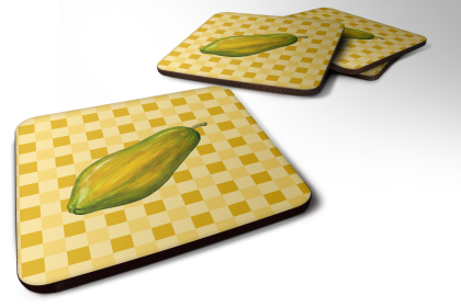 Whole Fruit on Basketweave Foam Coaster (Color: Papaya, size: 3.5 x 3.5)