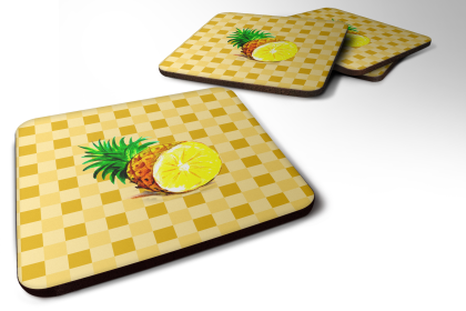Pineapple Foam Coaster (Color: Top of Pineapple Cut on Basketweave, size: 3.5 x 3.5)