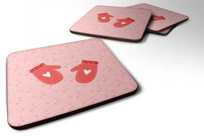 Oven Mitts Foam Coaster (Color: Oven Mitts Pink, size: 3.5 x 3.5)