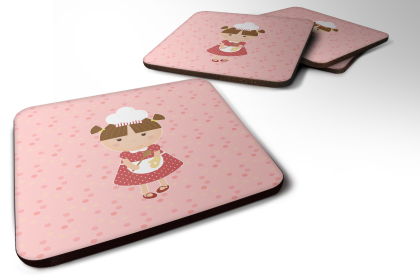 Baker Foam Coaster (Color: Brunette on Pink, size: 3.5 x 3.5)