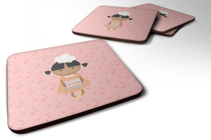 Baker Foam Coaster (Color: African American on Pink, size: 3.5 x 3.5)