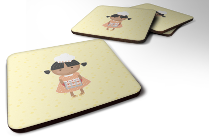 Baker Foam Coaster (Color: African American Baker on Yellow, size: 3.5 x 3.5)