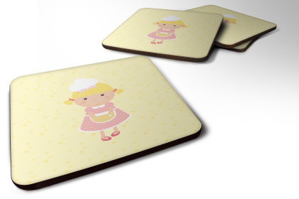 Baker Foam Coaster (Color: Blonde Baker on Yellow, size: 3.5 x 3.5)