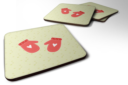Oven Mitts Foam Coaster (Color: Oven Mitts on Green, size: 3.5 x 3.5)