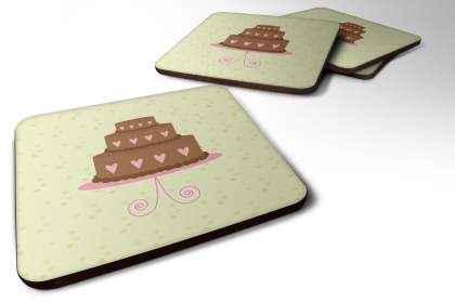 Cake Foam Coaster (Color: Heart Chocolate Cake on Green, size: 3.5 x 3.5)