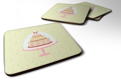 Decorated Cake Foam Coaster (Color: Decorated Cake on Green 1, size: 3.5 x 3.5)