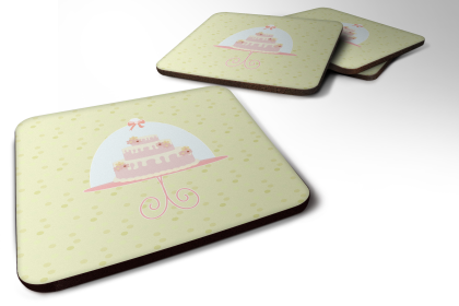 Decorated Cake Foam Coaster (Color: Decorated Cake on Green, size: 3.5 x 3.5)